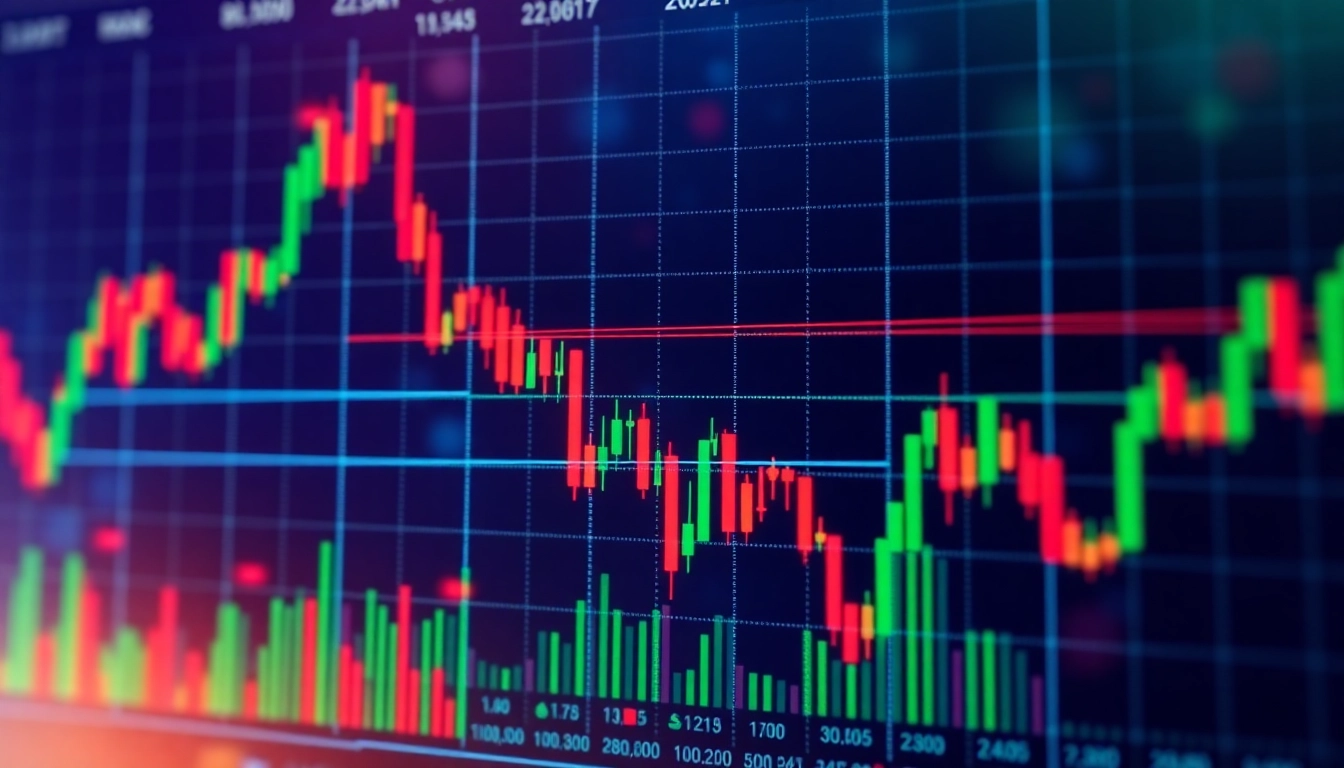 Latest stock market news visual with fluctuating stock charts and global market indicators
