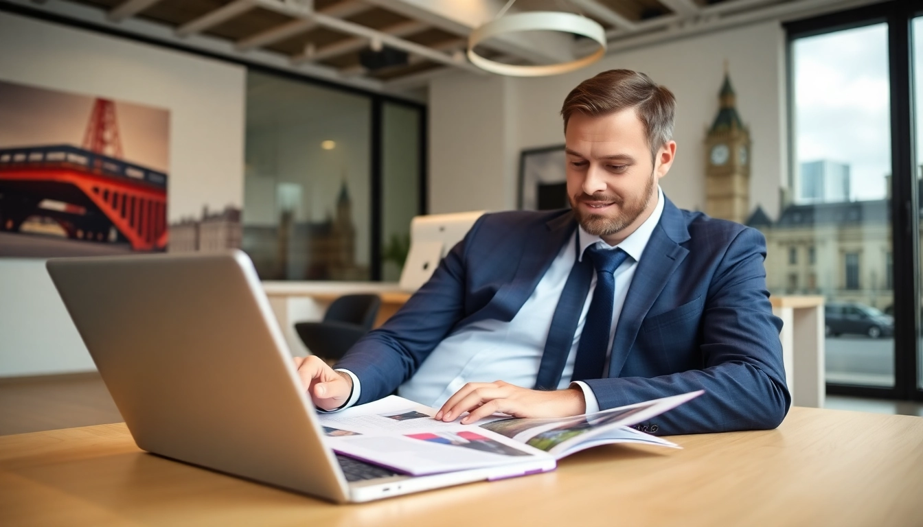 Landlord Updates UK A landlord reviewing property data and updates on a laptop in an office